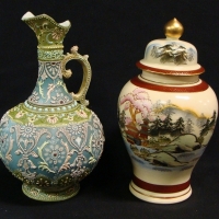 2 x pieces Eastern china incl lidded Satsuma jar and decorative jug - Sold for $55 - 2015