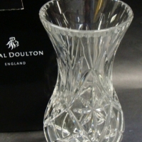 Boxed Royal Doulton Newbury cut crystal vase - approx h 255cm - Sold for $43 - 2015