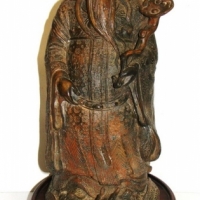 Carved Oriental metal Statue of a wise man standing on a dragon - Sold for $98 - 2015