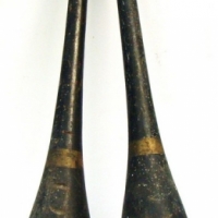 Pair c1920/30's Large Sized CALISTHETICS Batons - Ebonised w Gilded Bands, lovely worn Patina - 66cm H each - Sold for $79 - 2015