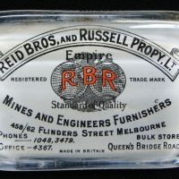 1920's Advertising paperweight for Reid Bros and Russell Pty Ltd Mines and Engineers Furnishers - Sold for $24 - 2015
