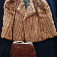 2 x items - 193040's Reptile skin handbag and 1940's Bolaro style fur jacket - Sold for $30 - 2015