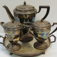 4 piece EPNS tea service by Lewbury  - Art deco style - Sold for $37 - 2015