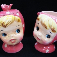 Vintage Japanese Miss cutie pie Jug and lidded sugar pot - Sold for $49 - 2015