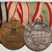 Vintage cWW1 German 4 MEDAL BAR - Hindenburg Cross, Austrian War Medal, Austro Hungarian Veterans + another - original sewn on label verso 'Grabowa Ma - Sold for $152 - 2015