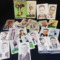 Small group lot - VFL Collingwood Magpies cigarette cards incl, 1933 caricatures, 1910 standard, 1930 Victorian Footballers, 1920 Magpie, etc - Sold for $55 - 2016