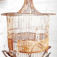 Vintage painted wire bird cage - Sold for $67 - 2016