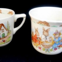 2 x Royal Doulton Bunnykins cups incl Barbara Vernon and Christening mug - Sold for $27 - 2016