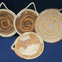 4 x Aboriginal hand  Woven pandanus leaf mats from Kakadu - Sold for $24 - 2016