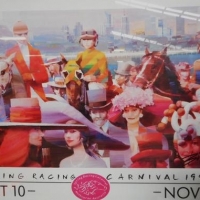 Large, framed Billich Horse Racing poster - Spring Racing Carnival Oct 1992, approx 78cm H  93cm L - Sold for $55 - 2016