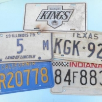 Small group lot assorted American number plates incl Texas, California, etc - Sold for $67 - 2016