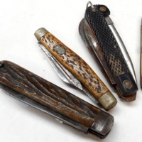 Group of Pocket knives including WW1 and WW2 Military pattern knives by Wade and Butcher - Sold for $110 - 2016