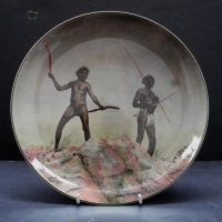 Vintage Royal Doulton cabinet plate  Aborigines with hunting weapons D6421 - Sold for $30 - 2016