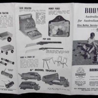 Original c1950s BOOMAROO toy catalogue - 3 fold with b&w images - exc Cond - Sold for $49 - 2016