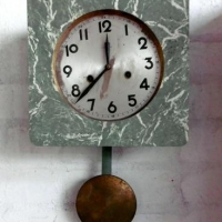 Vintage c1950's JUNGHANS wall clock with green laminate front - Sold for $37 - 2016