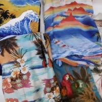 Group lot Vintage men's small-medium sized HAWAIIAN SHIRTS - All with original labels and various colourful patterns - Sold for $43 - 2016