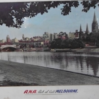 1950s ANA colour tinted advertising photograph of Melbourne - Sold for $37 - 2016