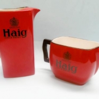 2 x Vintage Carltonware red Haig Scotch Whisky water jugs - Sold for $24 - 2016
