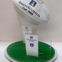 Ansett Australia cup 1998 Perspex sportball stand - Sold for $49 - 2016