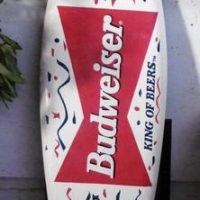 Budweiser Surfboard with handpainted advertising - Sold for $73 - 2016
