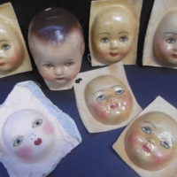 Small lot - vintage composition pixie type doll's  faces & head - Sold for $37 - 2016