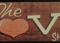 Wooden 'The Love Shack' hand painted hanging sign - Sold for $24 - 2016