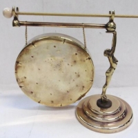 Unusual Vintage brass gong featuring a  'Diana' style figure - Sold for $110 - 2016
