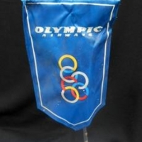 Vintage Olympic Airways flag table stand - Sold for $61 - 2016