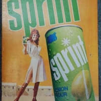 Vintage 'Sprint - Lemon Sour' cardboard advertising sign, 735cm x 475cm - Sold for $61 - 2016