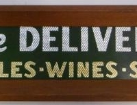 Vintage framed metallic bar sign - 'Free Delivery' - 19cm x 67cm - Sold for $73 - 2016