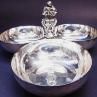 Christofle France Silverplated triple bonbon dish - Sold for $24 - 2016