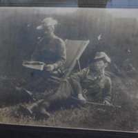 Framed WW1 'Diggers' black & white photo - 14cm x 19cm - Sold for $30 - 2016