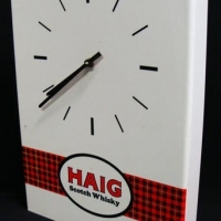 1960's white plastic  Haig Scotch whisky advertising wall clock - Sold for $56 - 2016