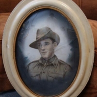 Hand tinted WW1 Australian soldier in dome glass frame - AF - Sold for $43 - 2016