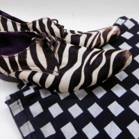 2 x items -  ZEBRA PATTERN gents shoes - approx size 8 - plus JAG black & white checked jeans - Sold for $25 - 2016