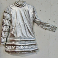 Handmade silver Space outfit with puffy rings to sleeves and waist - Sold for $25 - 2016