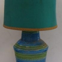 1970s blue and green Italian lamp by Bitossi and original shade - Sold for $124 - 2016