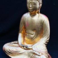 Large gilded plaster Tibetan seated Buddha - Sold for $31 - 2016