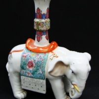 Vintage Chinese Canton porcelain elephant Candlestick - approx - Sold for $43 - 2016