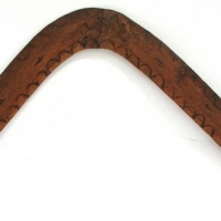 Vintage Victorian returning boomerang with pyrography decoration - Sold for $37 - 2016