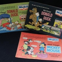 3 x vintage Mobil Disney comics inc -  Donald Duck, Mickey Mouse, etc - Sold for $25 - 2016
