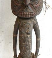 Vintage Tribal Papuan standing figure - Crocodile man with pierced nose - Sold for $43 - 2016