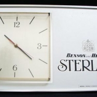 'Benson & Hedges - Sterling' framed tin advertising sign with square clock - Sold for $50 - 2016