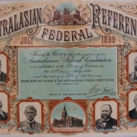 Framed 1899 Australian Federal Constitution election certificate - Sold for $161 - 2016