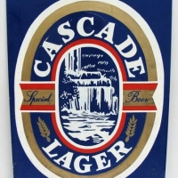 Hand painted metal 'Cascade Lager' advertising sign, 45cm x 30cm - Sold for $37 - 2016