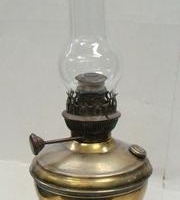 Vintage brass oil/kero lamp with pierced decoration & glass chimney - Sold for $56 - 2016