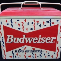 Vintage metal Esky with hand painted 'Budweiser' advertising - Sold for $50 - 2016