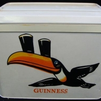 Willow Esky with hand painted 'Guinness' advertising toucan - Sold for $50 - 2016