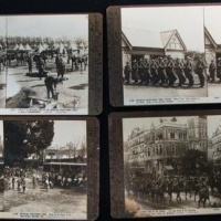 (g) Small group lot circa WW1 Stereographs  Stereoscope views - The Australian Expeditionary Force part set incl, The troops Melbourne, A city of tents Br - Sold for $112 - 2016