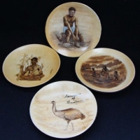 Group lot Brownie Downing pin dishes or small wall plates featuring aboriginal images - Sold for $31 - 2016